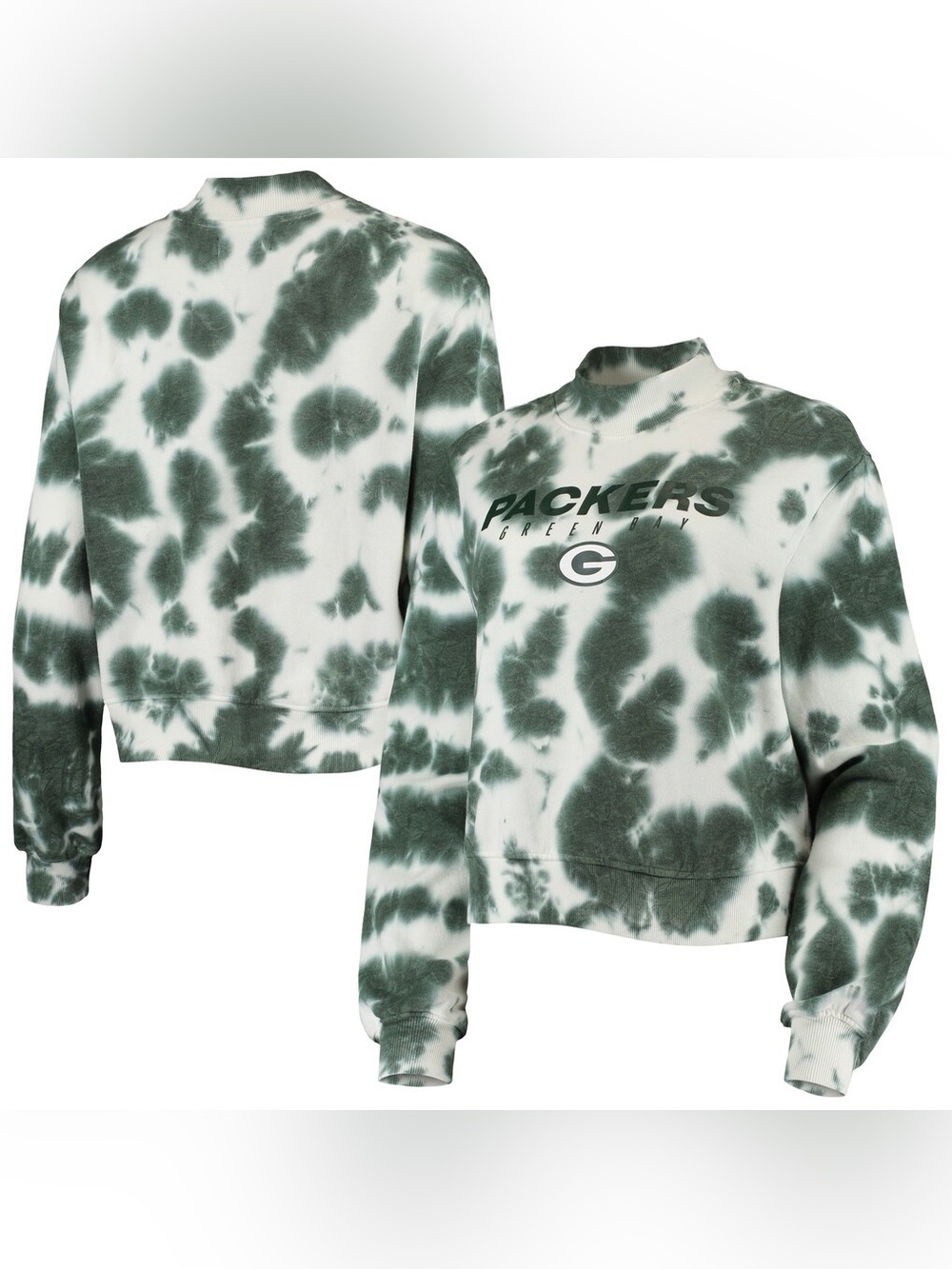 Green Bay Packers Junk Food Women's Tie Dye Cropped Pullover Sweatshirt L